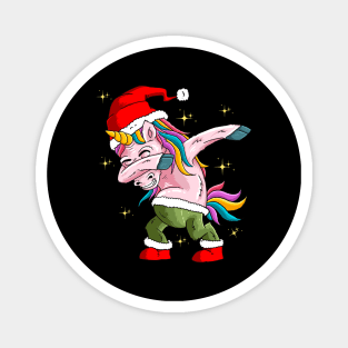 Dabbing Unicorn Christmas Santa Magnet